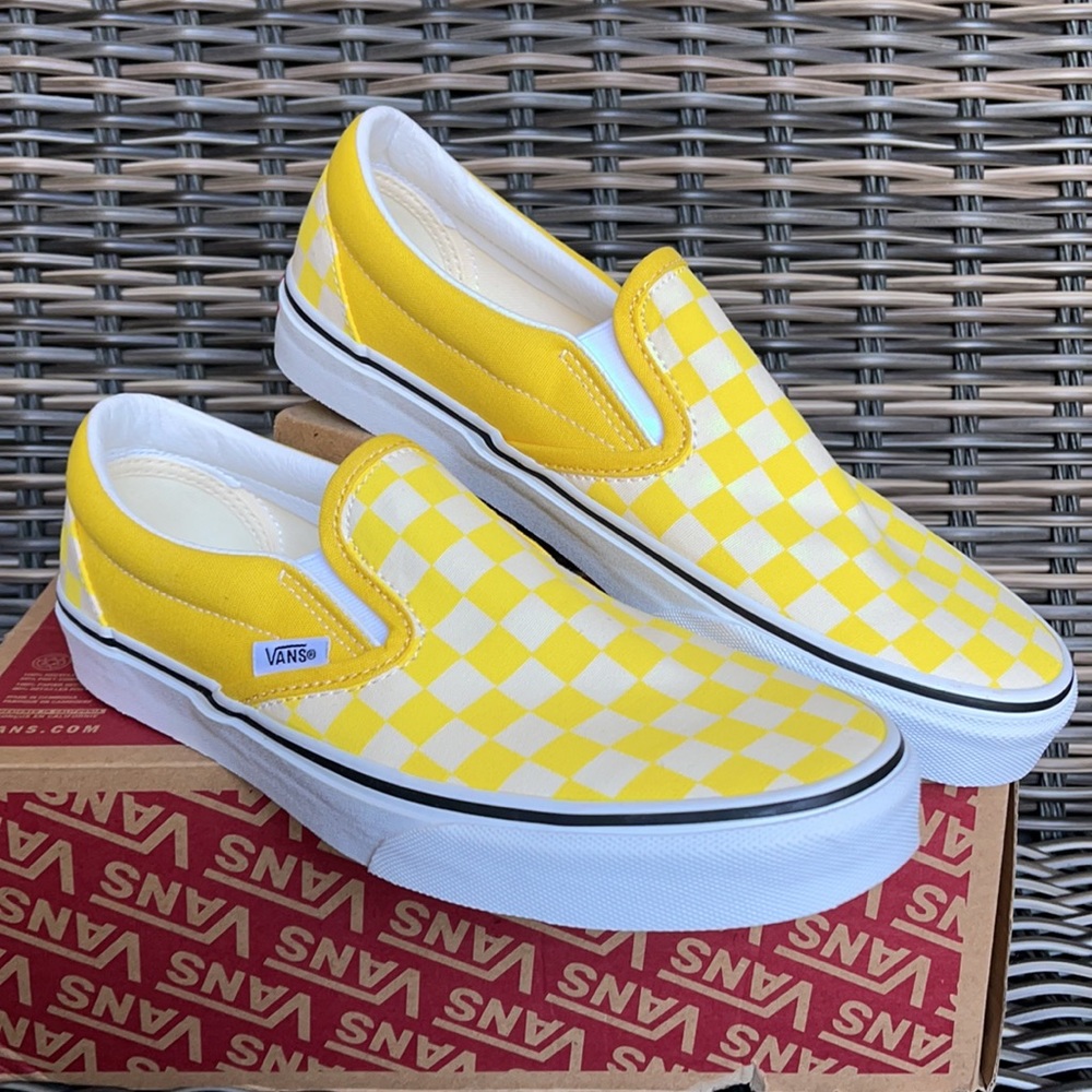 Vans Classic Slip-On Checkerboard Cyber Yellow/True White WMNS - Picture 5 of 16